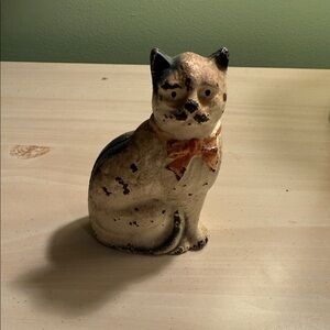 Vintage Metal Cat Bank with Bow